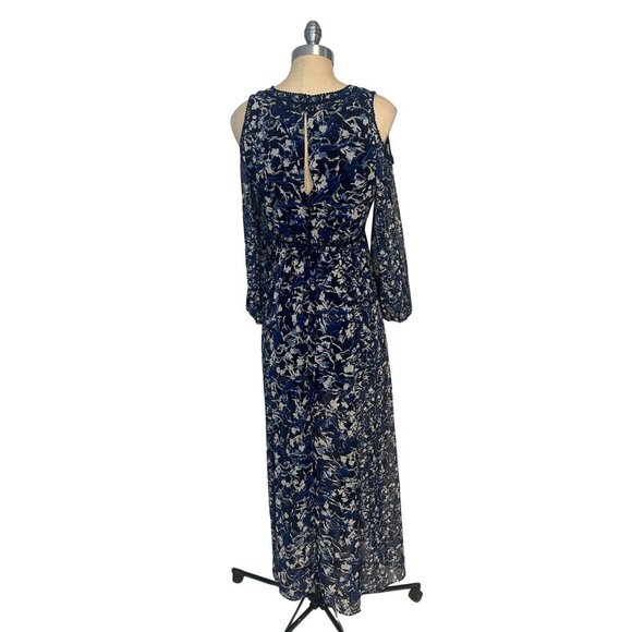 White House Black Market Cold Shoulder Floral Maxi Dress Size 6P Petite - Picture 4 of 6